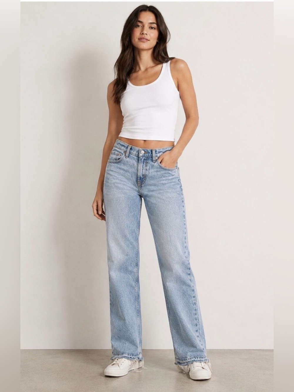 abercrombie mid rise undone hem jeans